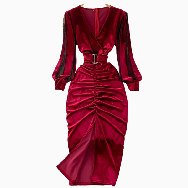 burgundy velvet holiday dress Modest Mermaid Scoop Neckline Burgundy Velvet Long Party Dress Prom Dr PreppyDress