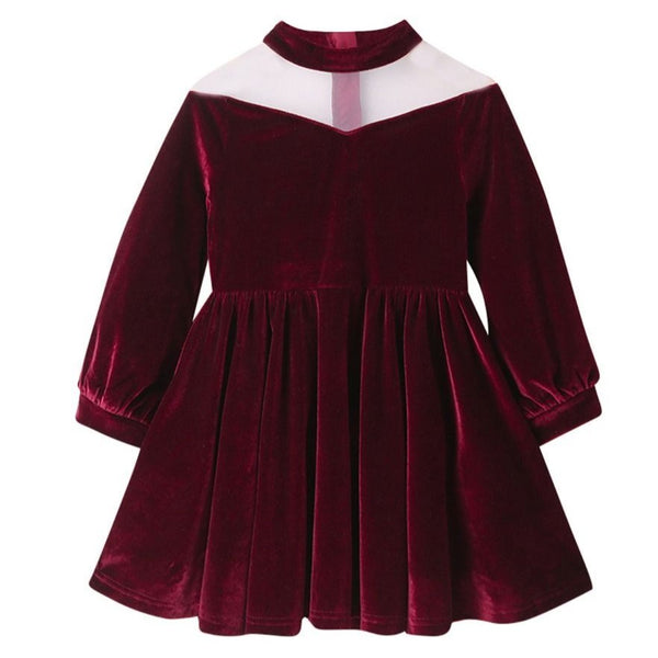 Girls Burgundy Velvet Dress 4-5
