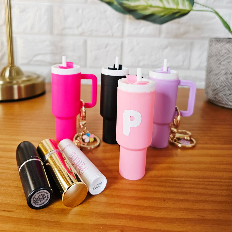 Mini Tumbler Chapstick Holder Keychains