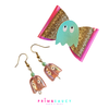 Cute Acrylic Ghost Earrings & Holographic Hair Bow Set – Halloween or Everyday Fun