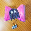Cute Acrylic Ghost Earrings & Holographic Hair Bow Set – Halloween or Everyday Fun