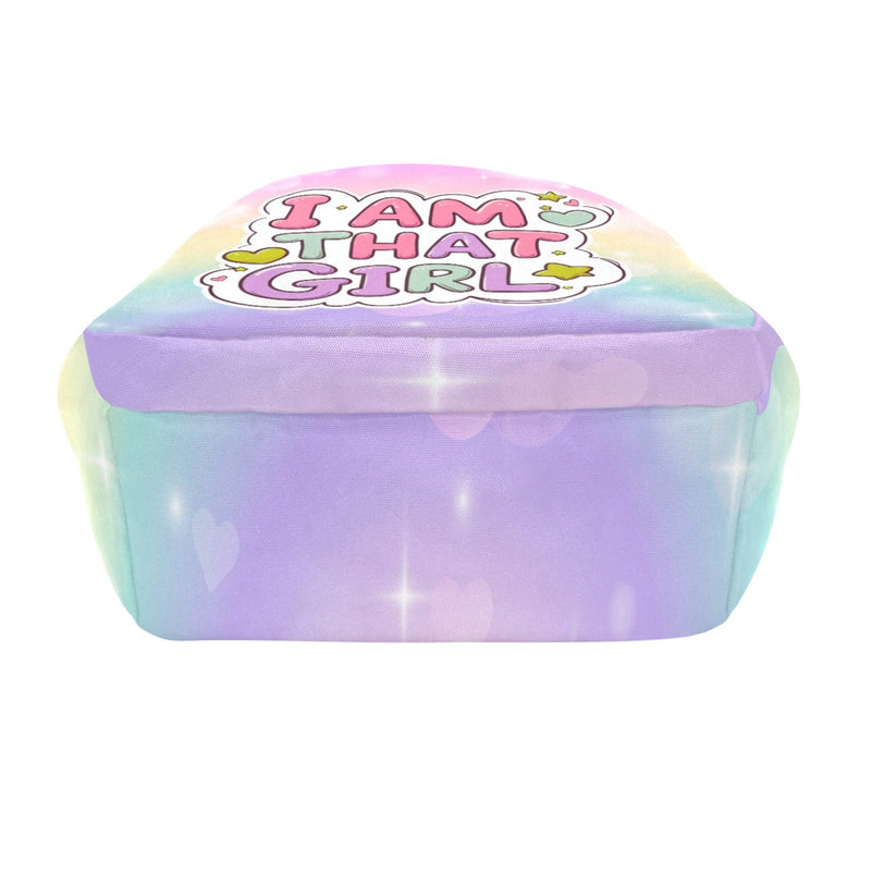 Pastel-colored rectangular box with 'I AM THAT GIRL' text on a white background