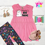 Cute Acrylic Ghost Earrings & Holographic Hair Bow Set – Halloween or Everyday Fun
