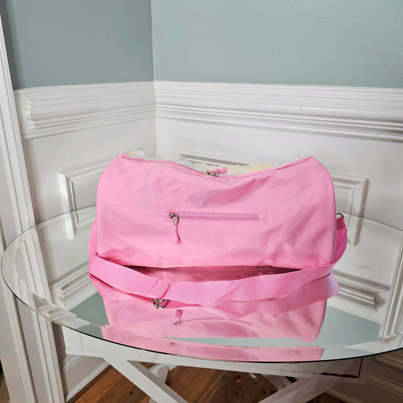 Pink and White Sequin Duffle Bag