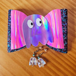Cute Acrylic Ghost Earrings & Holographic Hair Bow Set – Halloween or Everyday Fun