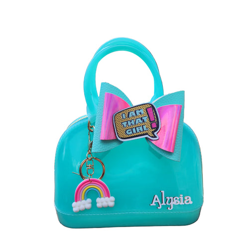 Turquoise purse with handles