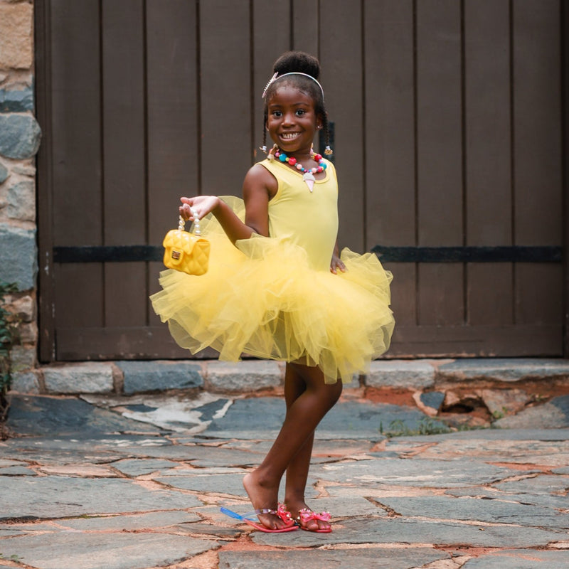 Kids Sleeveless Tutu Dress - Yellow or Black
