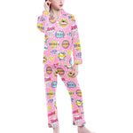 Big Girls Collared Button Up Long Sleeve Pajama Set