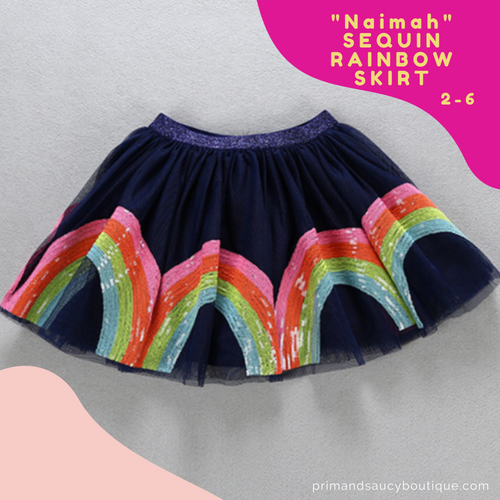 Rainbow Sequin Skirt - Pink or Navy