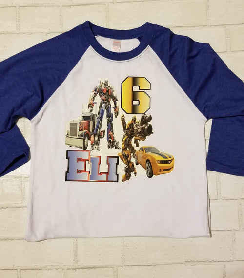 Custom Transformers Birthday Raglan Tshirt