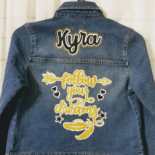 Custom Girl's Unicorn Jean Jacket - Follow Your Dreams