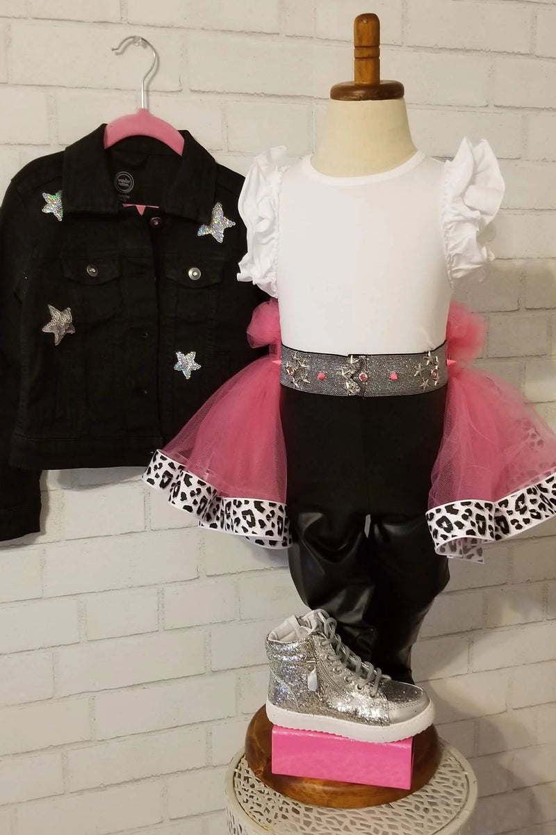 4PC Cheetah Print Pop Star Outfit - Only 1 left, Size 3/4T