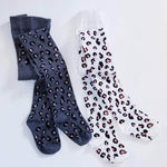 heavy weight cotton leopard tights gray or white