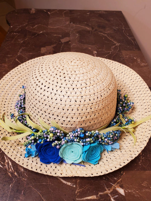 Southern Blueberries Straw Hat