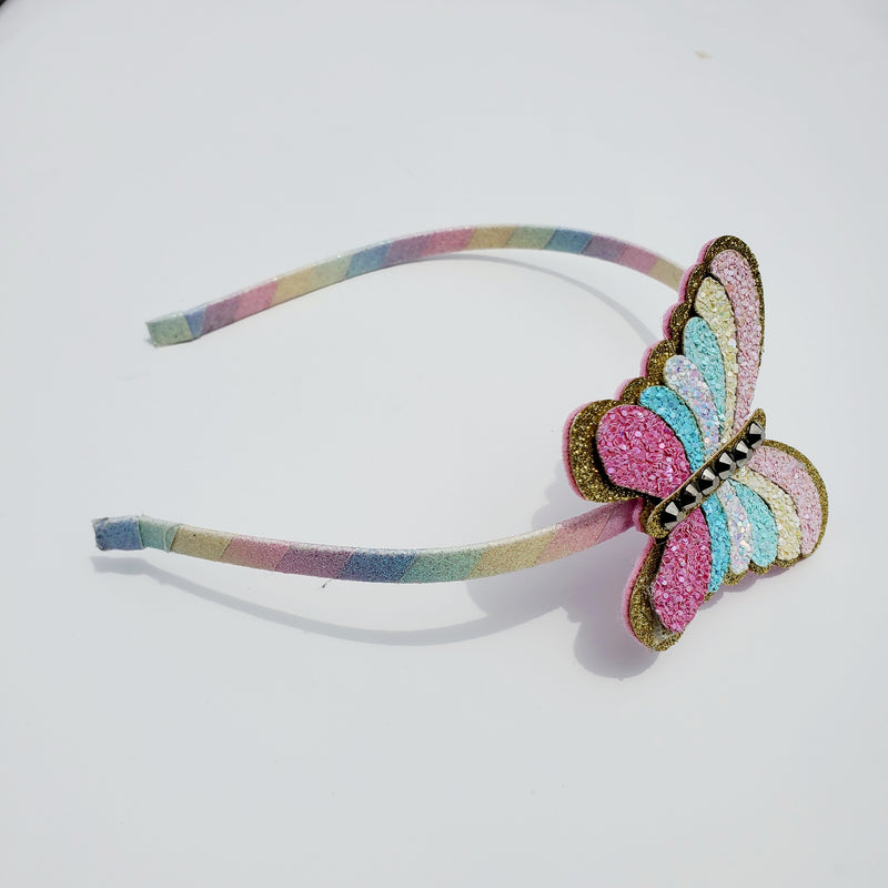 Pastel Rainbow Butterfly Headband