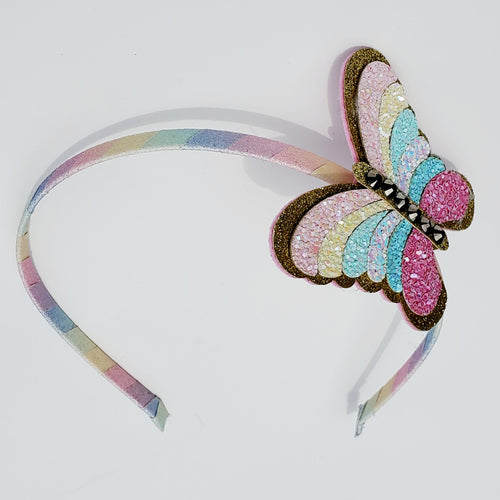 Pastel Rainbow Butterfly Headband