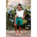 2pc floral set with green shorts
