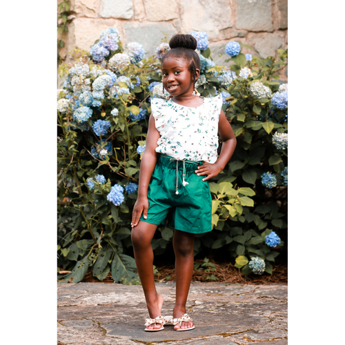 2pc floral set with green shorts