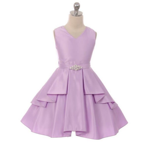 Lilac Satin Flower Girl Dress