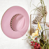 Wide Brim Pearl Band Fedoras Pink or Ivory