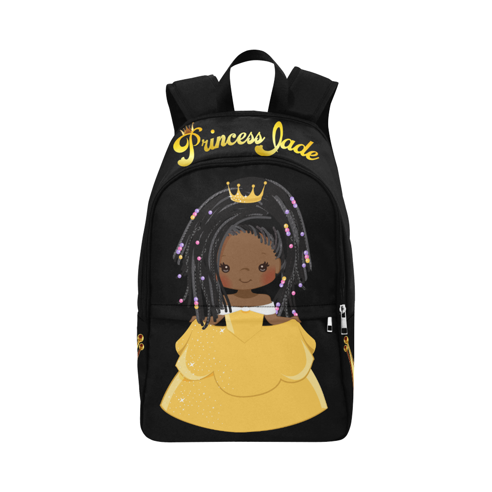 Custom Princess Backpack Black Gold Book bag Travel bag Add Her Name