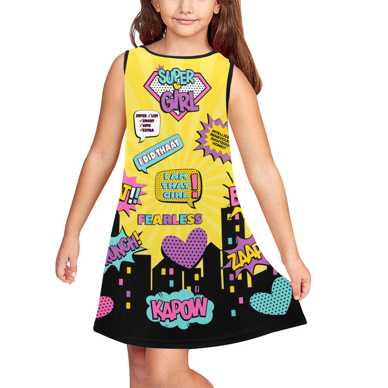 Yellow Super Girl Comic Skater Dress