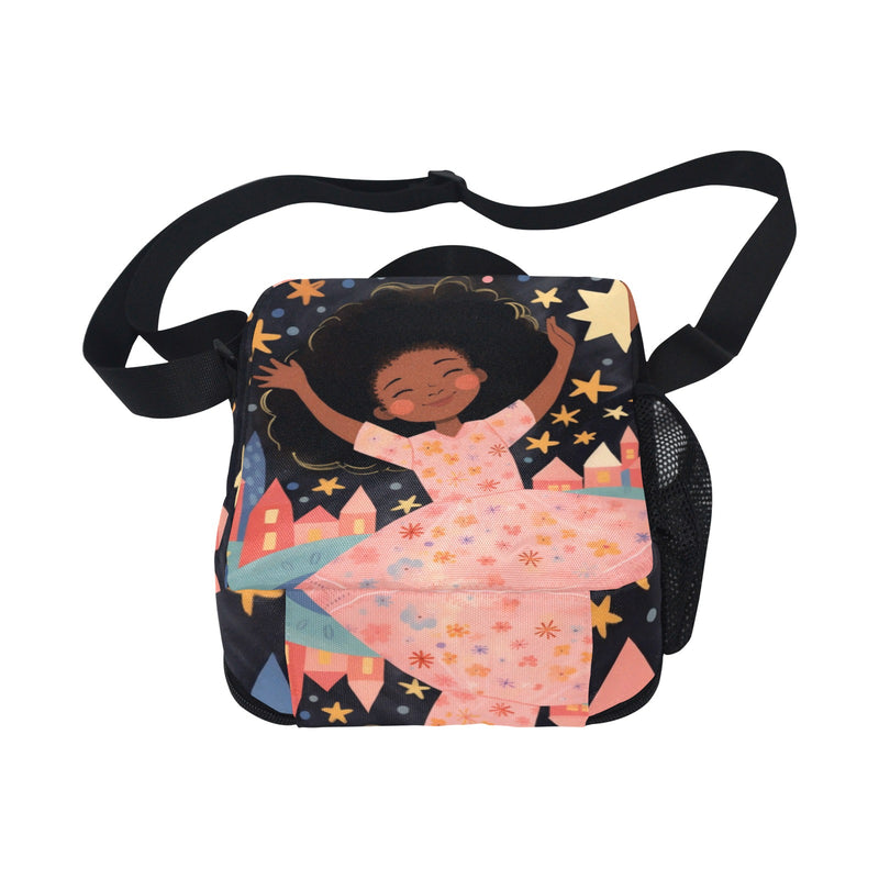 Afro Dreamer Girl Crossbody Insulated Lunch Bag