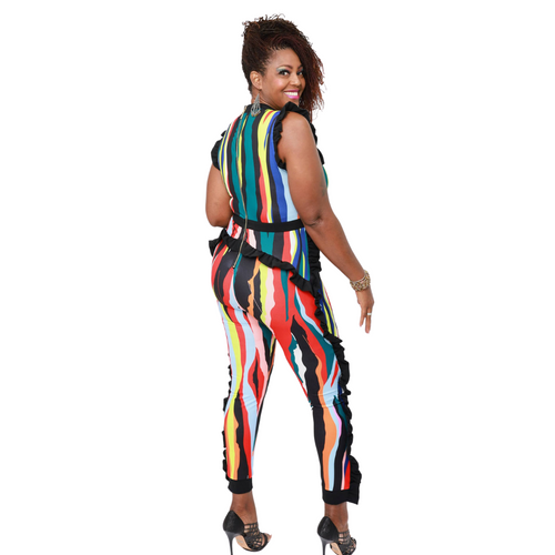 Multicolored Ladies Bodycon Jumpsuit