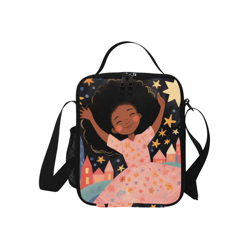 Afro Dreamer Girl Crossbody Insulated Lunch Bag