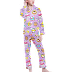 Big Girls Collared Button Up Long Sleeve Pajama Set