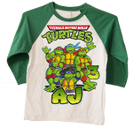 Custom Teenage Mutant Ninja Turtles Birthday Raglan Tshirt