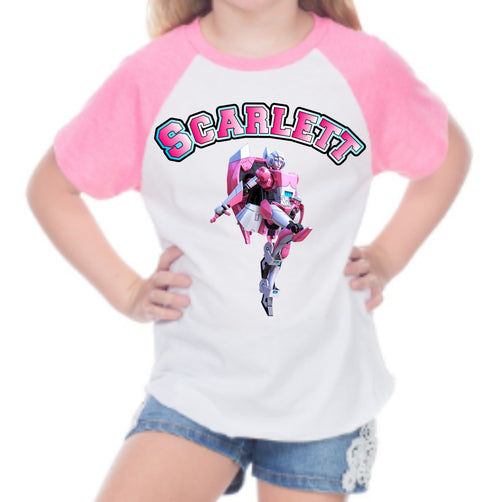 Custom Girls Transformer Raglan Tshirt Sizes 2T - YM