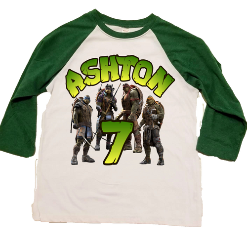 Custom Teenage Mutant Ninja Turtles Birthday Raglan Tshirt