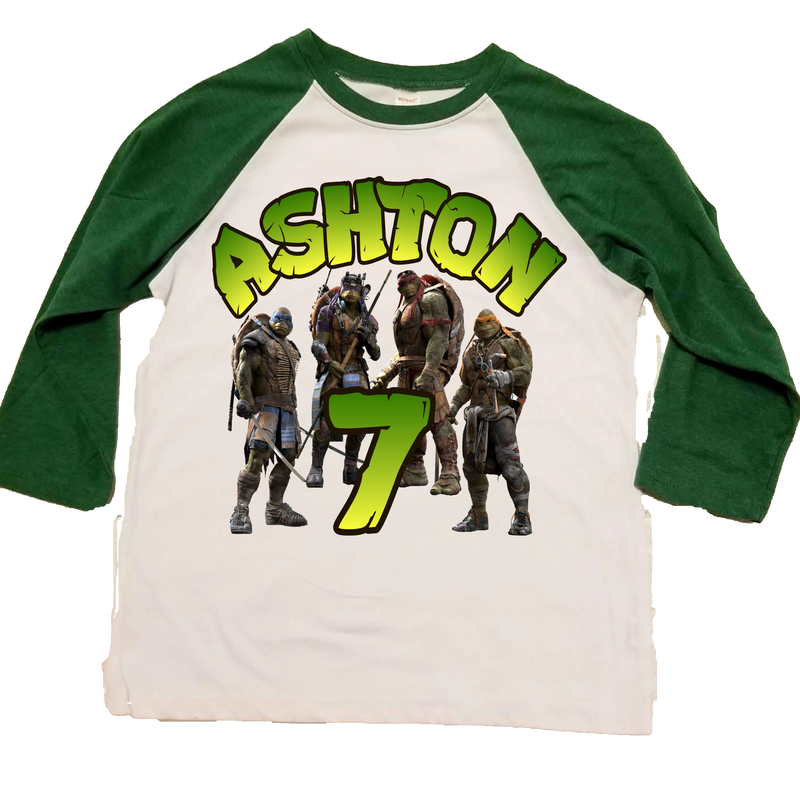 Custom Teenage Mutant Ninja Turtles Birthday Raglan Tshirt