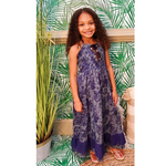 Girls Tropical Blue Tie Back Halter Maxi Dress