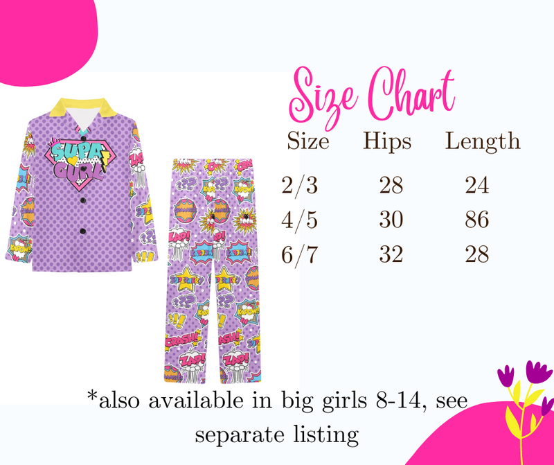 Little Girls Collared Button Up Long Sleeve Pajama Set