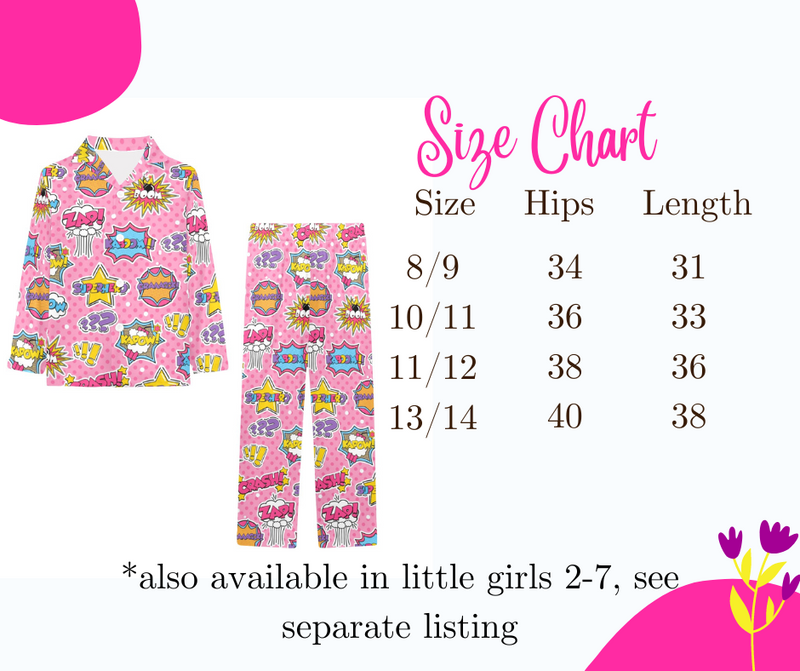 Big Girls Collared Button Up Long Sleeve Pajama Set