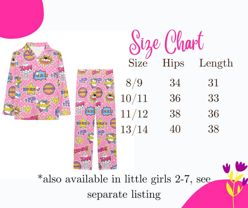 Big Girls Collared Button Up Long Sleeve Pajama Set Prim Saucy