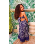 Girls Tropical Blue Tie Back Halter Maxi Dress