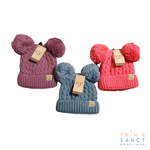 Infant CC Beanie Hats with Double Pom-Pom