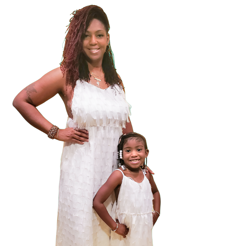 Mommy and me white top dresses
