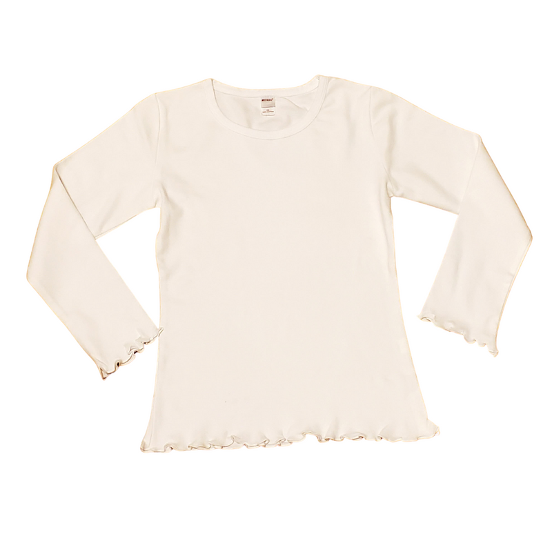Girls Long Sleeve Jersey Tee with Lettuce Trim