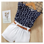Girls 2pc Navy Floral Short Set 3
