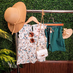 Girls Green Floral Short Set