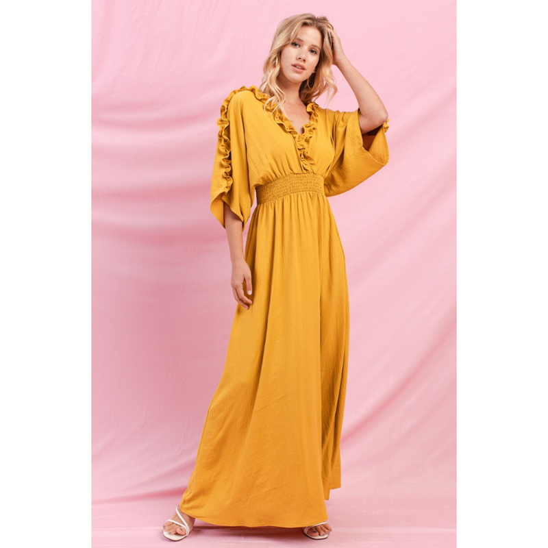 Flowy Maxi Dress - Gold or Coral Prim & Saucy Boutique Flowy Maxi Dress - Gold or Coral Prim & Saucy Boutique