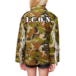 Girls Camo Fringe Sleeve Jacket