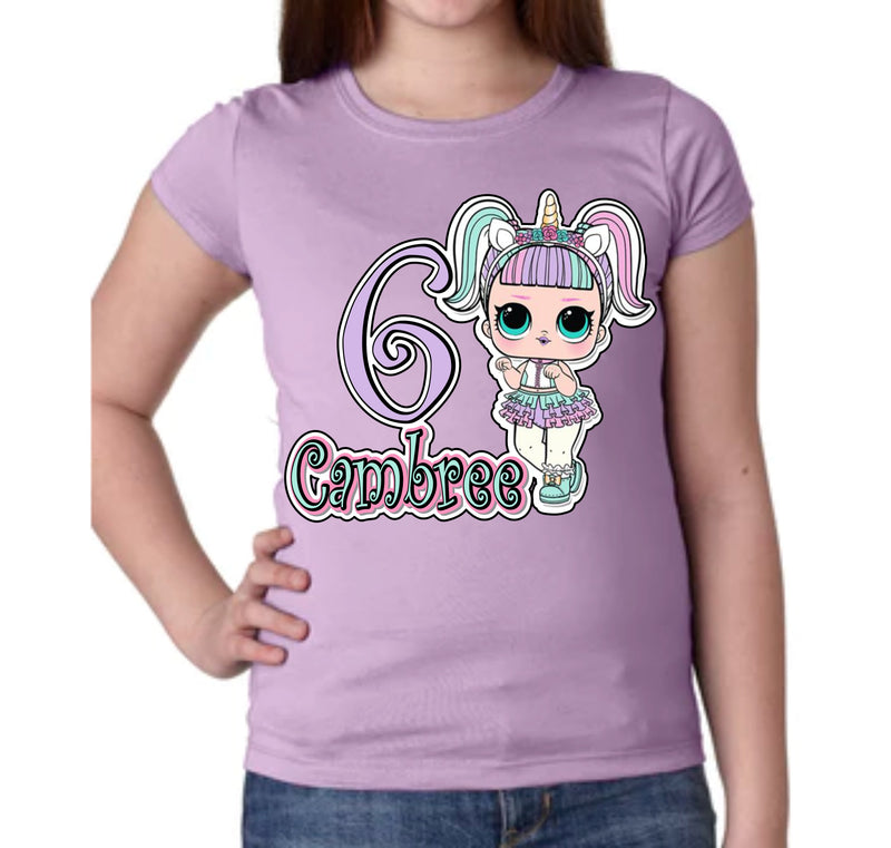LOL Doll Unicorn Fitted Tee - 4 Colors, 6 Other Doll Options