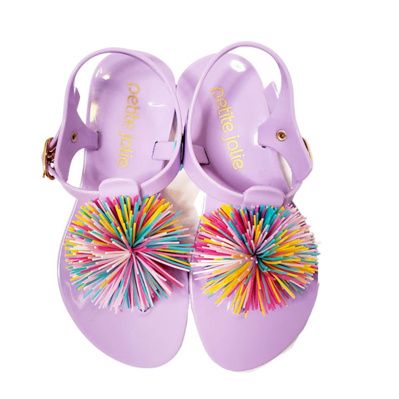 Lavender Pom Pom Thong Sandals