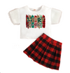 Girls Red Buffalo Plaid Skirt Set