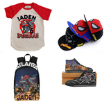 Custom Miles Morales or Peter Parker Spiderman Raglan Birthday T-Shirt